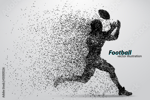 silhouette of a football player from particle. Rugby. American footballer