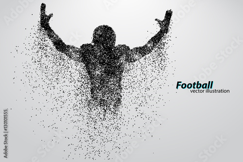 silhouette of a football player from particle. Rugby. American footballer