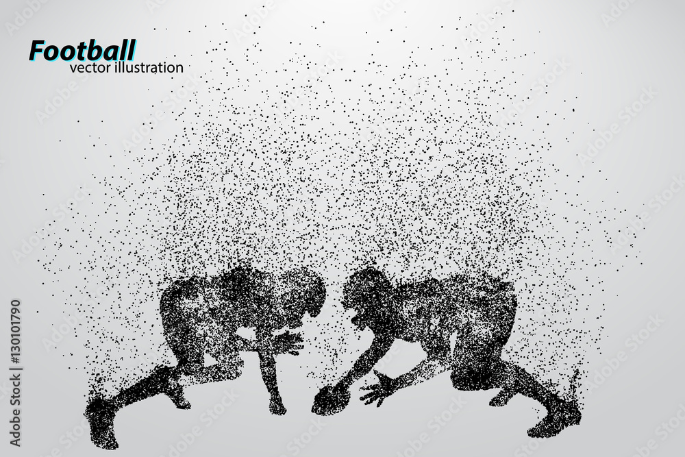 Fototapeta premium silhouette of a football player from particle. Rugby. American footballer