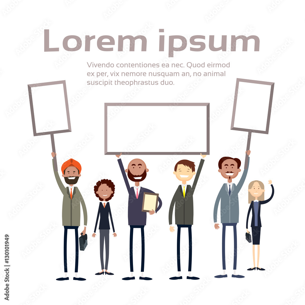 Ethnic Business People Group Full Length Mix Race Businessman And Businesswoman Team Flat Vector Illustration Ethnic Business People Group Full Length Mix Race Businessman And Businesswoman Team Flat Vector Illustration