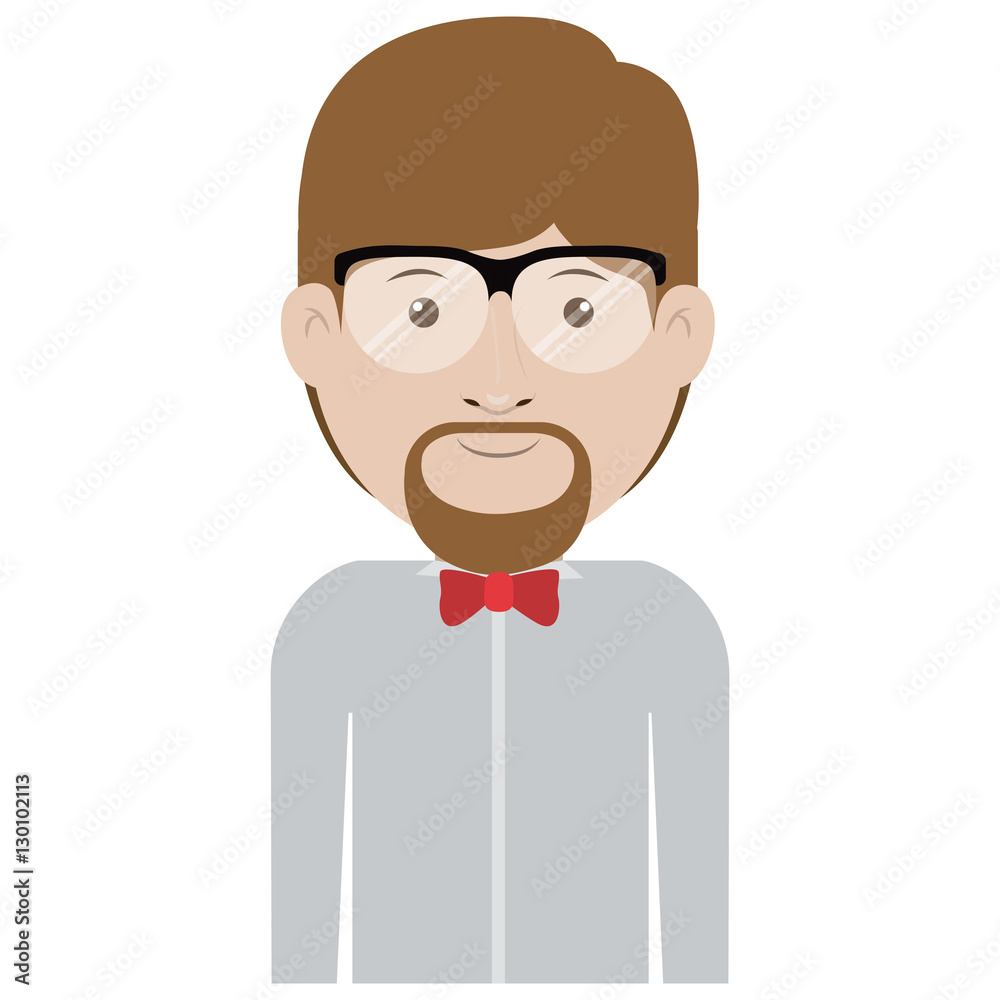 Man with glasses icon. Male avatar person people and human theme. Isolated design. Vector illustration