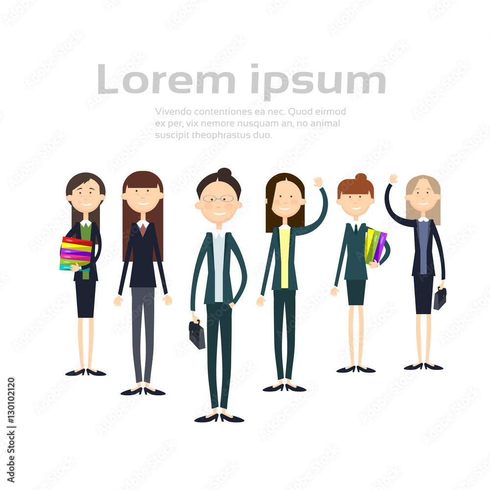 Business People Group Full Length Businesswoman And Businessman Team Flat Vector Illustration Business People Group Full Length Businesswoman And Businessman Team Flat Vector Illustration