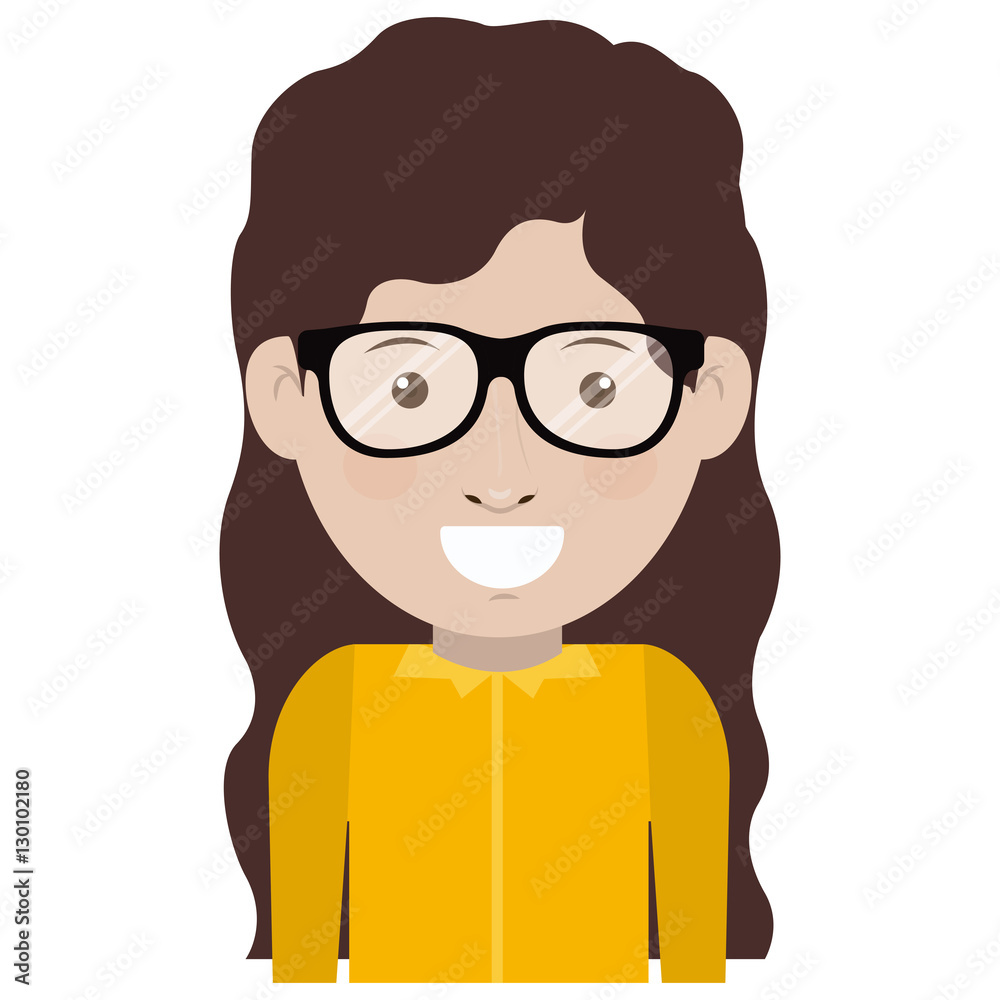 Woman with glasses icon. Girl female avatar person people and human theme. Isolated design. Vector illustration