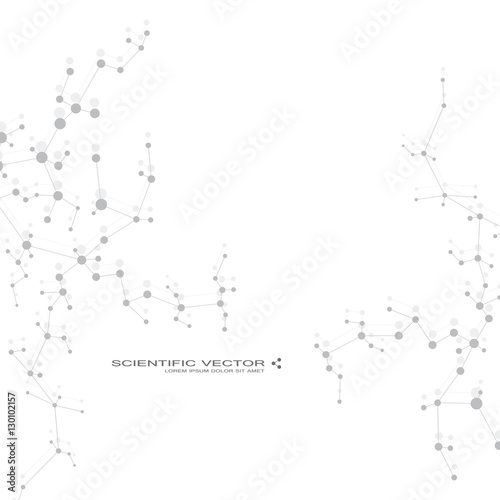 Molecule DNA and neurons vector. Molecular structure. Connected lines with dots. Genetic chemical compounds. Chemistry, medicine, science, technology concept. Geometric abstract background. © berCheck