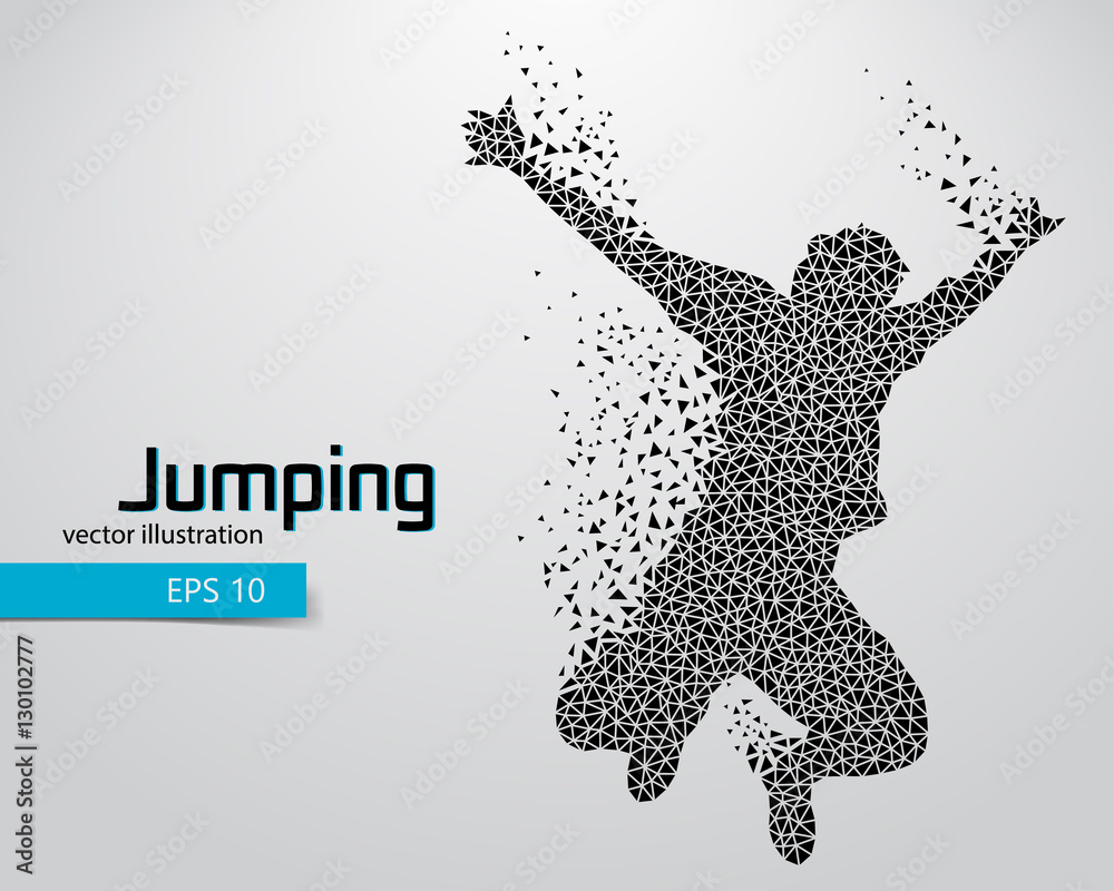 Silhouette of a jumping man from triangles. Silhouette of a jumping man from triangles.