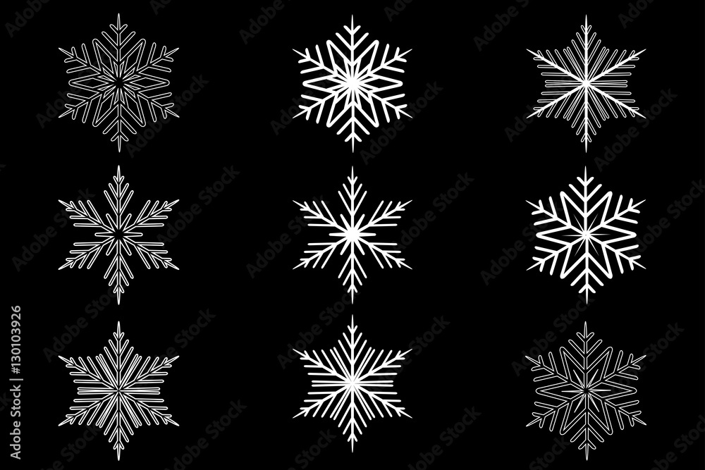 Snowflakes set, Set of snowflakes vector, Snowflakes set, Set of snowflakes vector,
