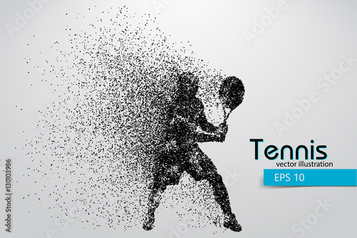 Silhouette of a tennis player from particles. photo