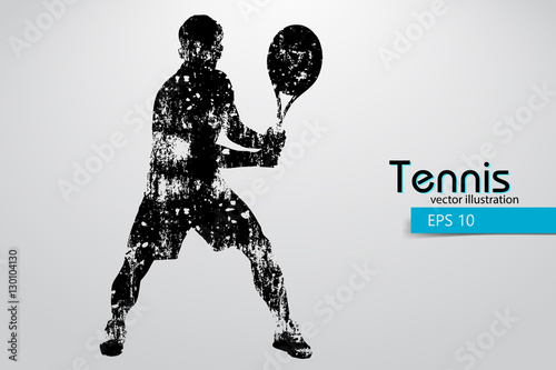 Silhouette of a tennis player.