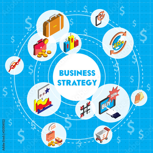 illustration of info graphic business strategy set concept in isometric 3d graphic