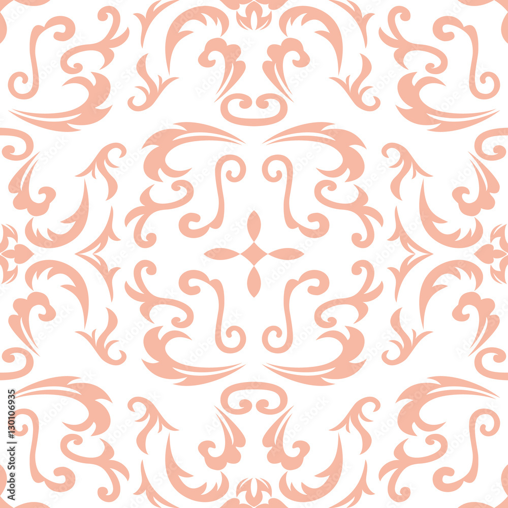 Damask seamless classic pattern. Vintage Baroque delicate background. Classic damask ornament for wallpapers, textile, fabric, wrapping, wedding invitation. Exquisite floral baroque template.