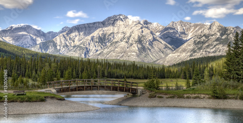 Walking bridge in the Rockies,Alberta,canada