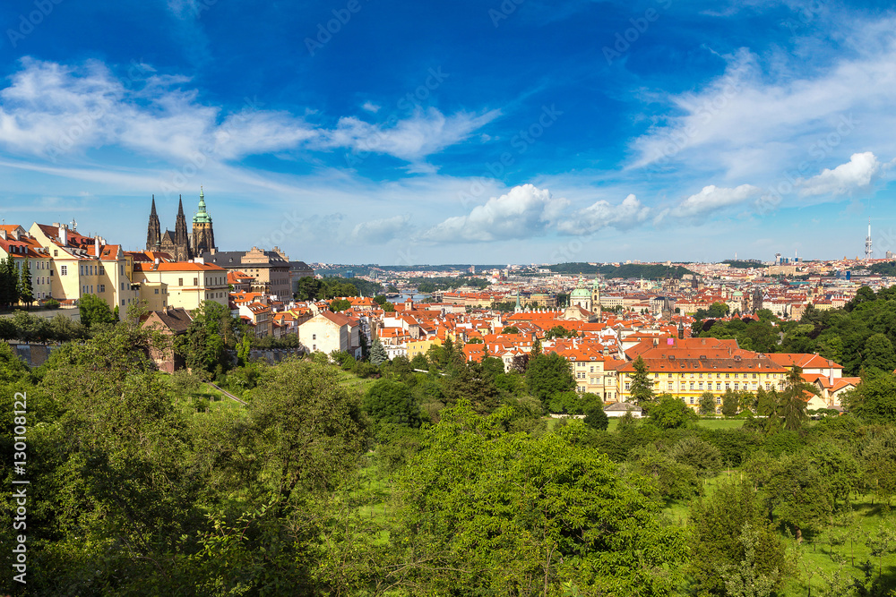 Panoramic aerial view of Prague