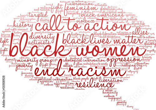 Black Women Word Cloud on a white background.