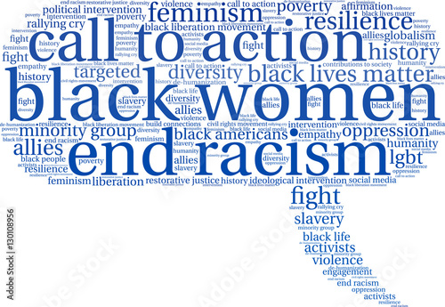Black Women Word Cloud on a white background.