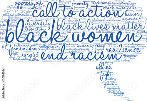 Black Women Word Cloud on a white background. 