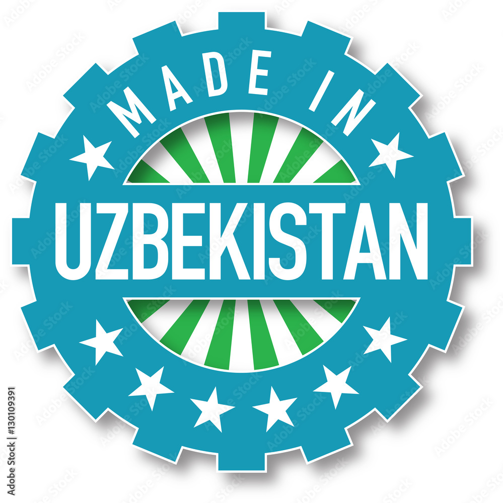 Made in Uzbekistan flag color stamp. Vector illustration