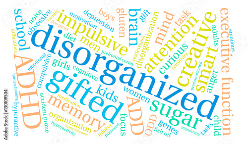 Disorganized Word Cloud on a white background. 