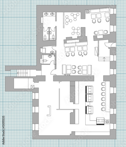 Standard cafe furniture symbols on floor plans