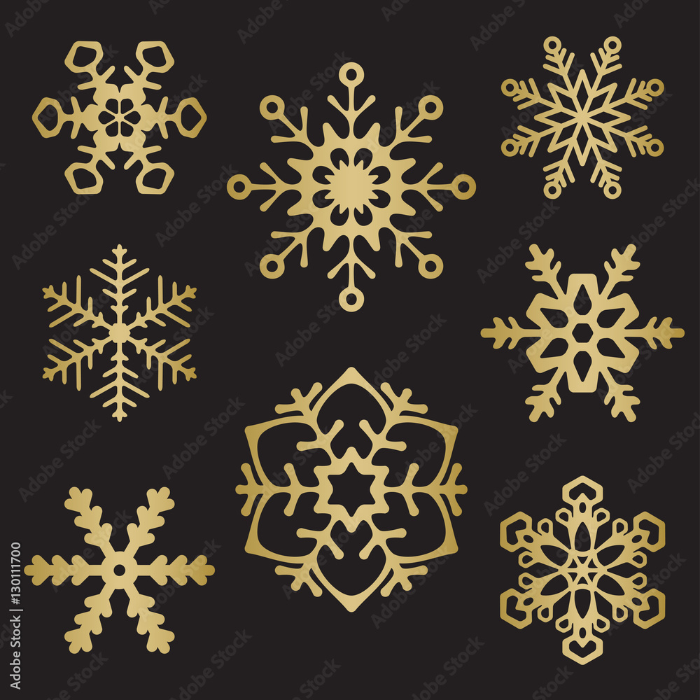 Gold Ornate Snowflake silhouettes Gold Ornate Snowflake silhouettes