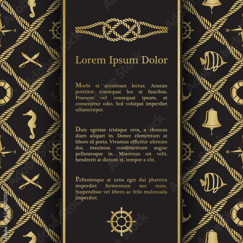 Invitation card with nautical rope decor
