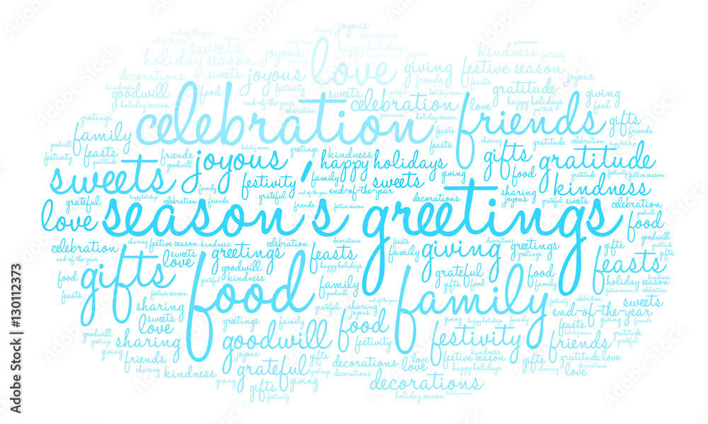 Fototapeta premium Season's Greetings word cloud on a white background. 