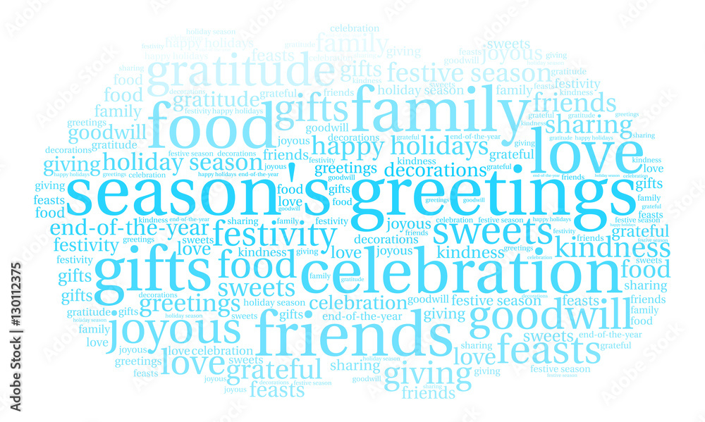 Fototapeta premium Season's Greetings word cloud on a white background. 