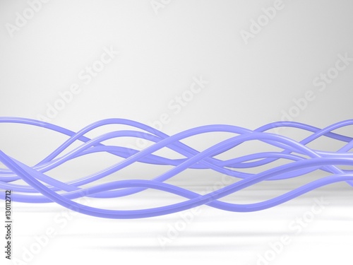 Violet electric wires or abstract lines, 3D illustration.