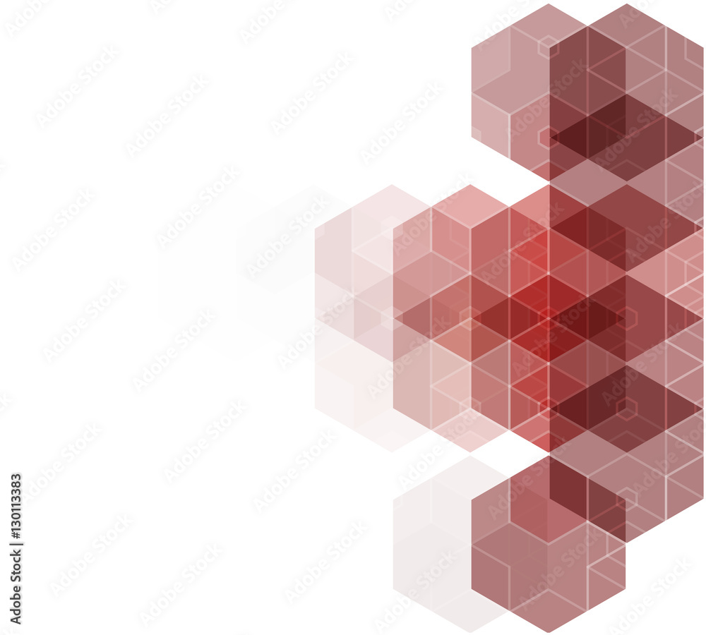 Abstract modern geometric white background with red hexagons Abstract modern geometric white background with red hexagons