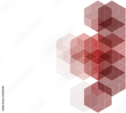Fototapeta Naklejka Na Ścianę i Meble -  Abstract modern geometric white background with red hexagons
