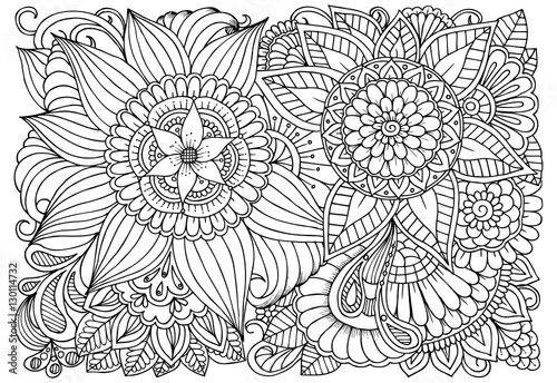 Black and white flower pattern for coloring.