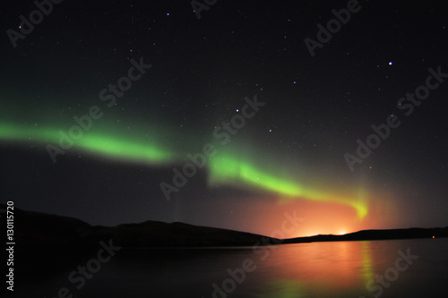 Northern Lights and stars on Shetland Islands photo