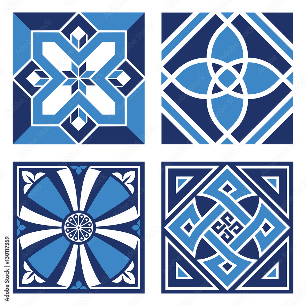 Fototapeta premium Vintage Ornamental Patterns in Blue