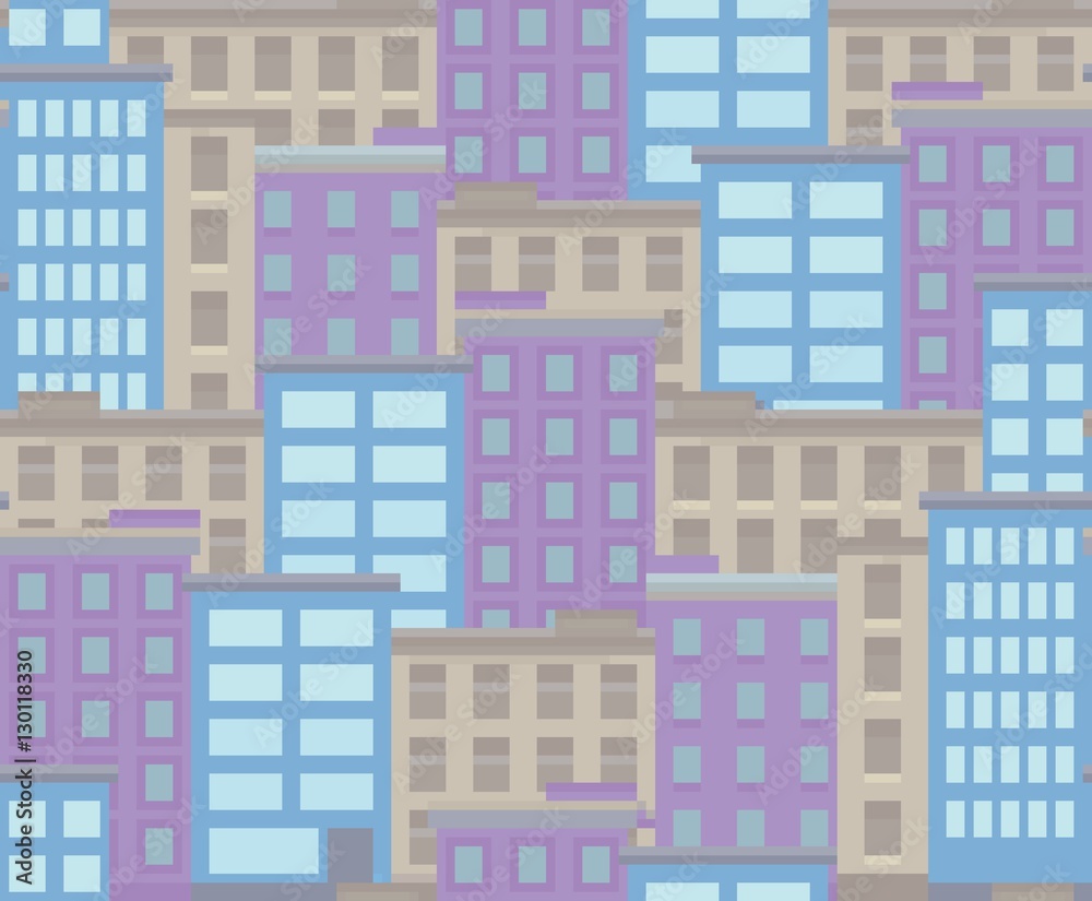 Seamless texture of pixel art city