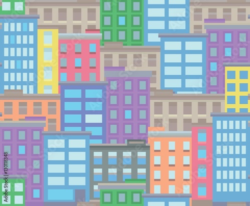 Seamless city town pixel art background