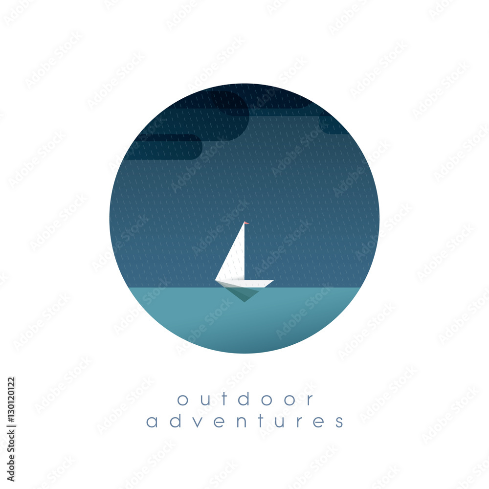 Yacht on the ocean in simple minimalistic polygonal style vector illustration. Summer vacation, holiday, escape symbol of traveling and adventure. Yacht on the ocean in simple minimalistic polygonal style vector illustration. Summer vacation, holiday, escape symbol of traveling and adventure.
