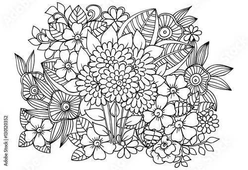 doodle flowers on a white