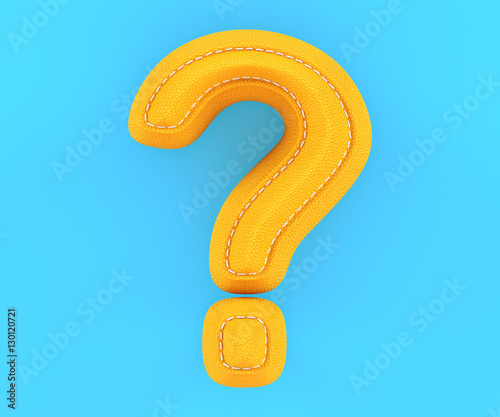 Leather yellow texture letter sign question photo