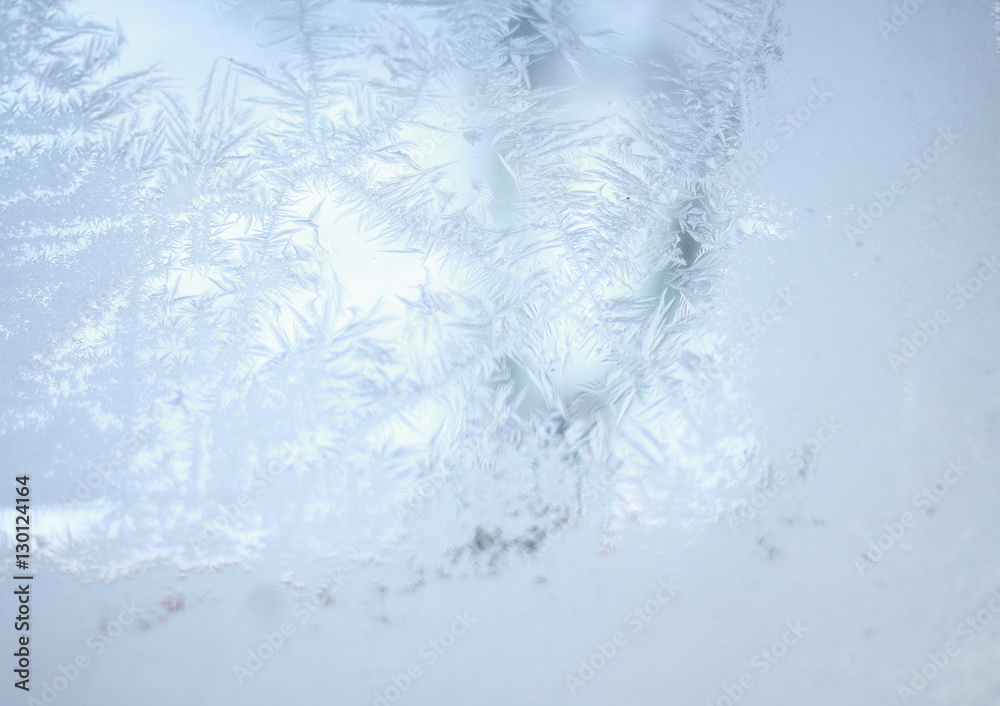 Fototapeta premium tracery of frost on window. winter miracle