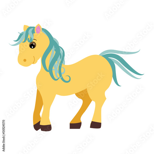 Cute cartoon pony  little horse isolated on white background  vector illustration
