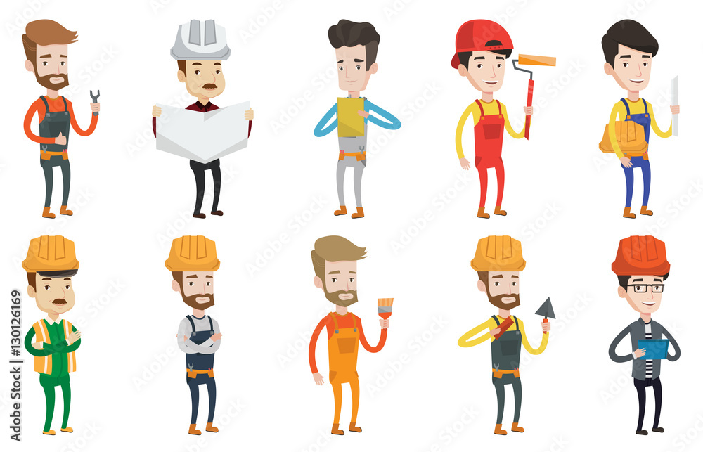 Vector set of constructors and builders characters Vector set of constructors and builders characters