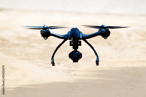 drone landing on the sand