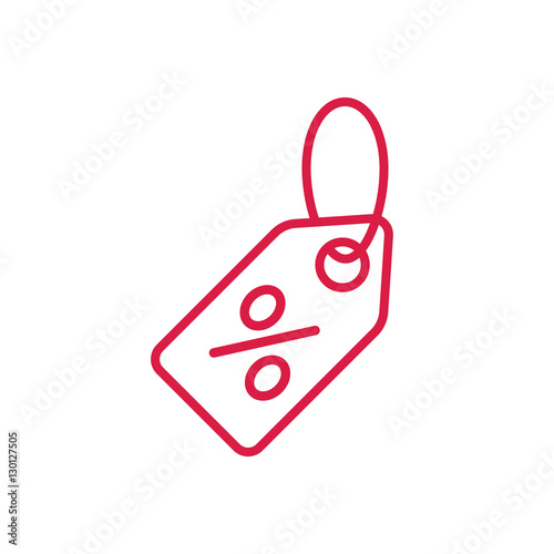price tag sale percent sign label line red icon on white background