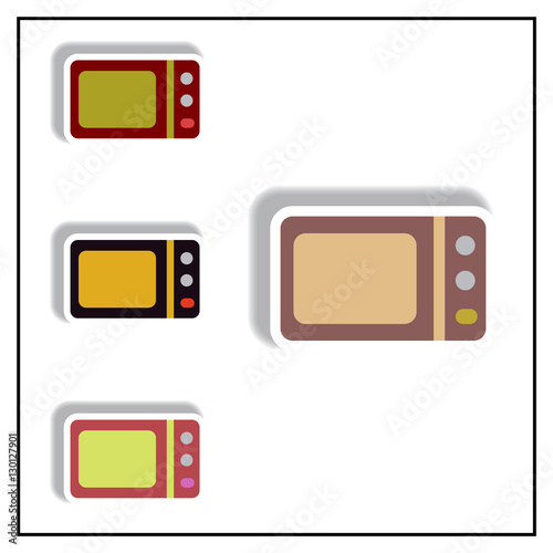 Collection of Vector illustration in paper sticker style microwave