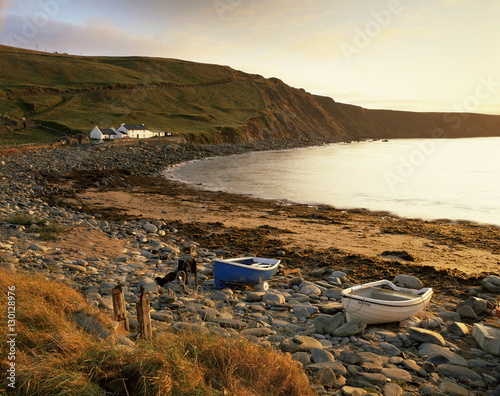 Boats at Nor Wick on the northeast tip of the island, Unst, Shetland Islands, Scotland photo