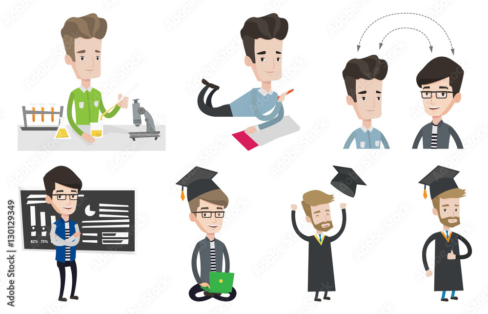 Vector set of student and teacher characters. Vector set of student and teacher characters.