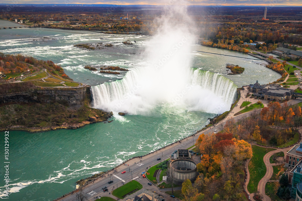 Bird View of Niagara Falls Canada and America during sunset Bird View of Niagara Falls Canada and America during sunset