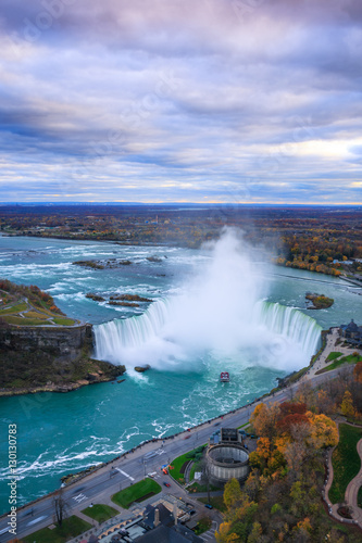 Bird View of Niagara Falls Canada and America during sunset © Aqnus