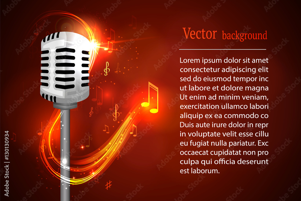 Retro microphone on bright neon background. Stock-Vektorgrafik | Adobe
