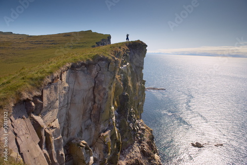 High cliffs rising to 400m at Latrabjarg, the largest bird colony in Europe, West Fjords region (Vestfirdir), Iceland photo