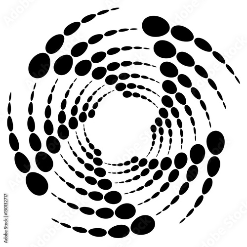 Circle halftone element, circular half-tone pattern. Spiral, vor